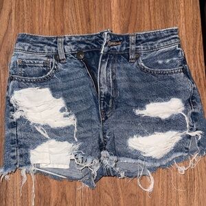 American Eagle Outfitters Blue Distressed Jean Shorts
